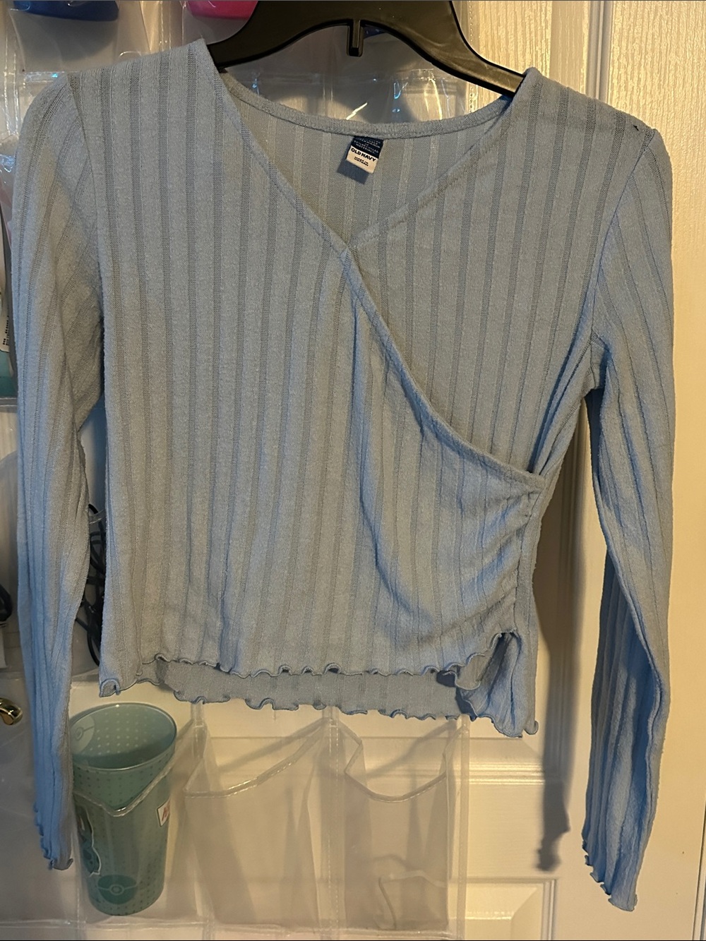 Old Navy Light Blue Faux Wrap Top